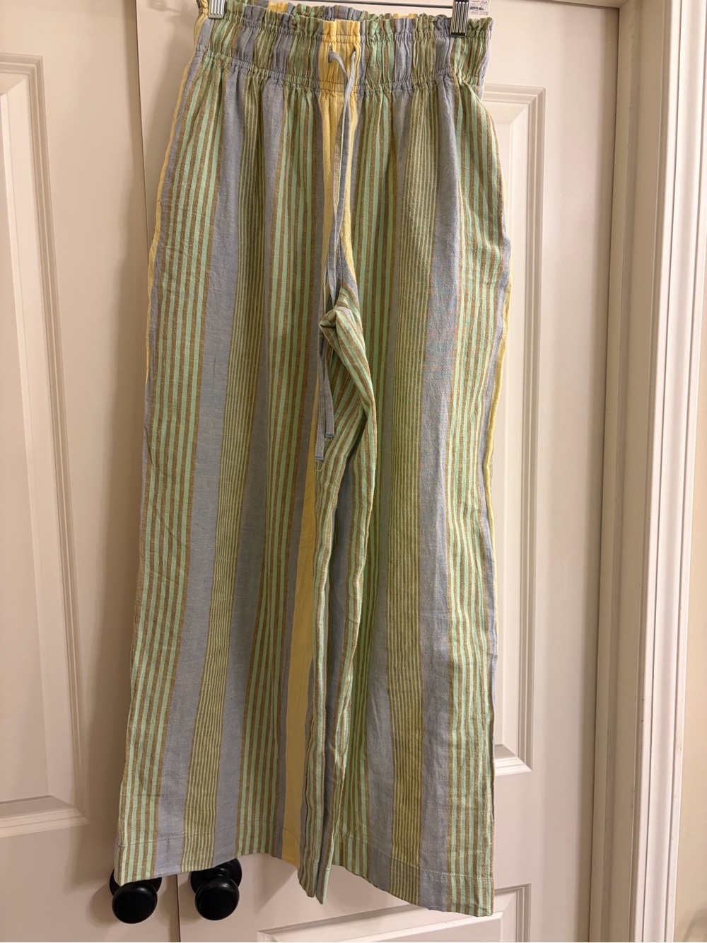 Free People Striped Pull-On Pants - Green & Yellow